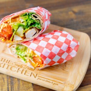 A chicken bacon ranch wrap, made fresh at Simply Baked Catering Inc. in Winchester, Ontario.